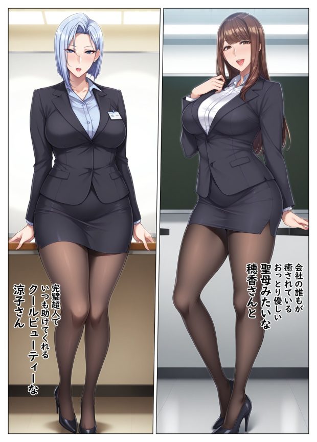 おっとり恋人上司とクールな女上司、見た目と中身が違いすぎて毎日搾り取られる話 022