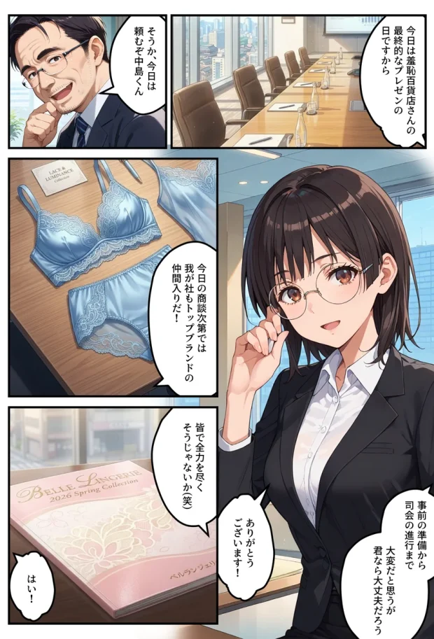 モデル来ないから…お前が下着モデルやれ！ー美人営業ちゃんの羞恥プレゼンー 002